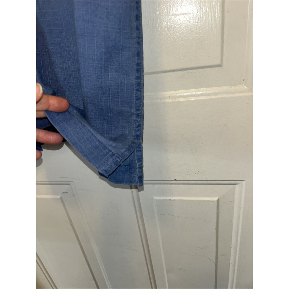 Faded Glory Blue Chambray Shirt Size Medium Short Sleeve 1 Pocket 100% Cotton - Picture 7 of 9